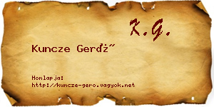 Kuncze Gerő névjegykártya